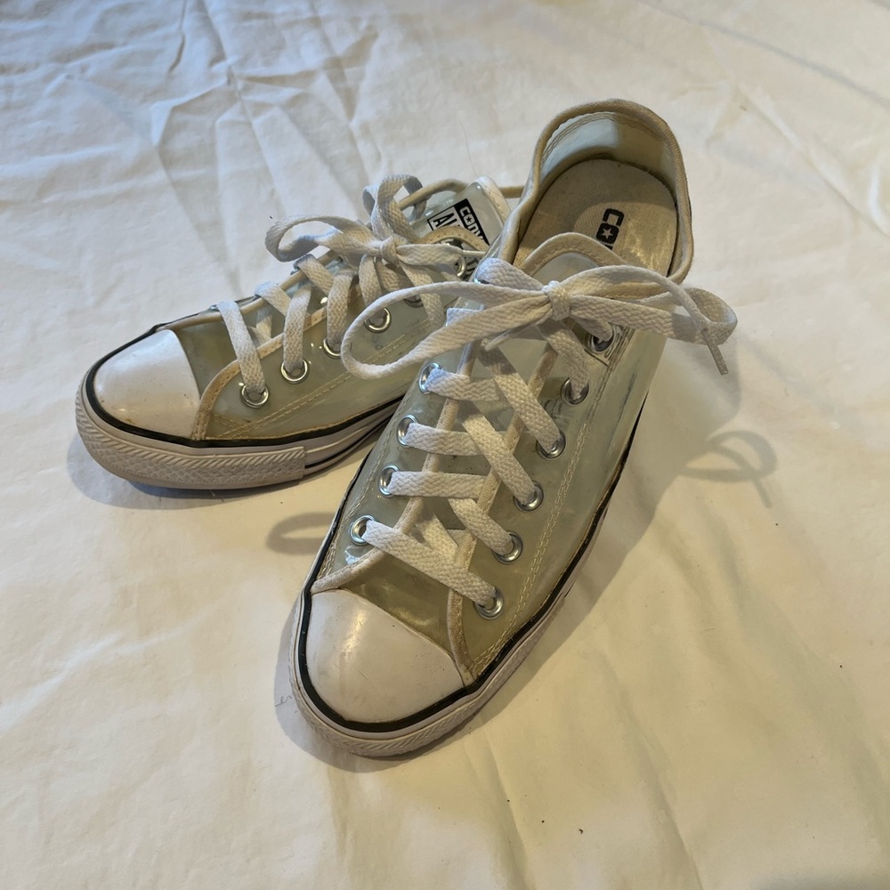 Clear low top converse, size 7